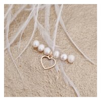 Choker cu perle - Reflectia iubirii - Lant silicon si Inima Aur Galben 14K - 1