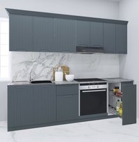 Set de Bucatarie SPACE 240 cm, 9 Corpuri, Cuptor si Jolly, Blat Termorezistent, Fronturi MDF Antracit - 1