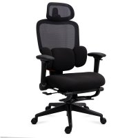 Scaun ergonomic SYYT 9523 cu mesh respirabil, suport pentru picioare si brate reglabile, culoare neagra - 1