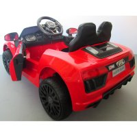 Masinuta electrica pentru copii Audi R8 R-Sport Rosu 70W cu telecomanda si roti Eva cu suspensii, slow start, faruri si lumini Led, unitate audio cu display si Mp3 - 2