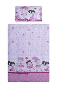 Lenjerie din bumbac cu 5 piese pentru saltea 140x70 cm Beberoyal Dancing Girls Roz - 2