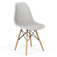 Scaun modern BUC 254 gri din plastic cu picioare din lemn de fag - 1