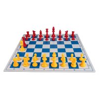 Combo set Blue Red: Tabla PVC alb albastru + Piese rosu  galben - 1