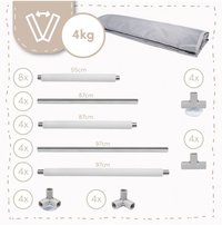 Tarc de joaca pentru copii, MalPlay Kivo Grey, design modern si sigur, acces mare cu fermoar actionat din exterior, dimensiune 180 x 200 cm, cu buzunar din plasa - 3