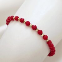 Bratara Chic Bijoux din Coral si Aur 14K - Snur Elastic - 1