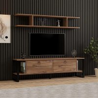Set comodă TV Melisa 160 cm în nuanță nuc pentru living - 1