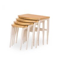 Set 4 masute cafea GRS 2219, maro deschis, 60x41x51 cm - 1