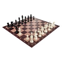 Set Combo Master Heavy: Tabla de Sah PVC Imitatie Lemn si Piese Plastic No. 6 Greutate Master - 1