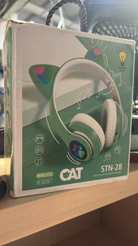 Casti wireless pliabile cu design pisica si LED-uri, Bluetooth 5.0, Bass Stereo - Bleu (Incomplet) - 1