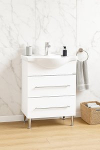 Set Baza front MDF si Lavoar seria 187, cu sertar, 55 cm, alb - 1