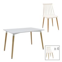 Set masa si scaune 5 buc Aurora-Natali Pako World Alb 120x80x76 cm - 1