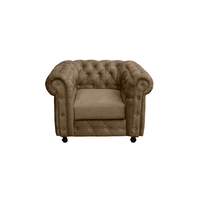 Fotoliu CHESTERFIELD cu arcuri, tapiterie maro deschis, 105 x 90 x 80 cm - 1