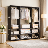 Dulap modern pentru organizarea hainelor cu rafturi si bara, 170x130x36 cm - 1