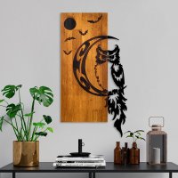 Decoratiune de perete Owle, Pako World, Lemn de pin, Natural, 36x3x66 cm - 2