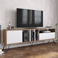 Comoda TV Mistico Walnut-Negru-Alb - 1
