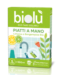 Tablete pentru spalat vase manual cu lamaie si bergamota ecologice 6 bucati 14.25g Biolu - 1