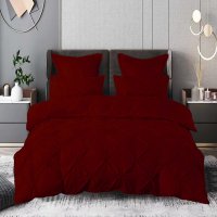 Lenjerie de pat finet uni 6 piese (grena) - Eleganta si confort - 1
