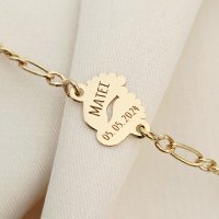 Bratara picioruse din Aur Galben 9K - Personalizabila pentru Fete si Baieti - 1
