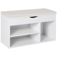 Banca pentru Pantofi HOMCOM, economisire de spatiu, cu sezut tapițat si capac rabatabil, 80x30x47cm, Alb | Aosom Romania - 1