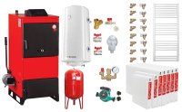 Pachet centrala pe combustibil solid Fiama D2-60, 70 kW, cu ventilator, automatizare, radiatoare si boiler - 1