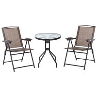 Outsunny Set de mobilier pentru gradina cu masa din sticla securizata, mobilier exterior, maro | AOSOM RO - 1