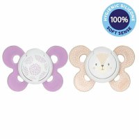 Set suzete ortodontice Chicco Physio Comfort, silicon moale, ventilate, 6-16 luni, roz/portocaliu - 1