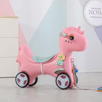 Balansoar 3 in 1 Nichiduta Garden Happy Unicorn Pink transformabil in vehicul fara pedale cu maner parental,roti EVA,centuri de siguranta,jucarie muzicala,spatar si bara de siguranta detasabile - 10