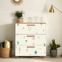 Comoda Hanah Home din pal melaminat, pin atlantic si alb, 80x43x95 cm, model 869VEL3481 - 2