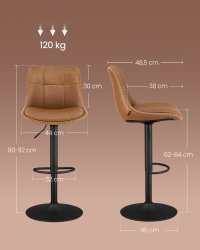 Set 2 buc. Scaune de bar Vasagle Maro 44x48x112 cm - 5