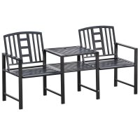 Set de 2 Scaune si Masuta de Cafea Outsunny, Negru | Aosom Romania - 1