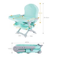 Scaun de masa pentru copii, Little Mom, model tip booster, design compact, pliabil si portabil, inaltime reglabila 4 pozitii, tavita detabila, compatibilitate universala, dimensiune 50 x 30 x 35 cm, Green - 1