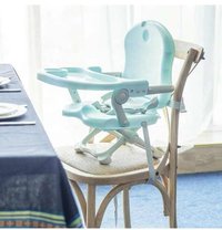 Scaun de masa pentru copii, Little Mom, model tip booster, design compact, pliabil si portabil, inaltime reglabila 4 pozitii, tavita detabila, compatibilitate universala, dimensiune 50 x 30 x 35 cm, Green - 2