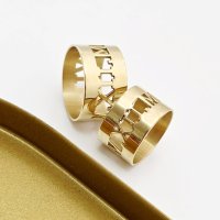 Set de Inele Personalizate cu Cifre Romane pentru Cupluri - Argint 925 Placat cu Aur Galben 18K - 1