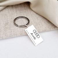 Breloc personalizat cu simbol Audi - Argint 925 si inel din otel inoxidabil - 1