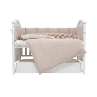 Set lenjerie de pat pentru copii Twins Cotton 7 piese 100 bumbac bej - 2