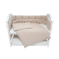 Set lenjerie de pat pentru copii Twins Cotton 7 piese 100 bumbac bej - 4