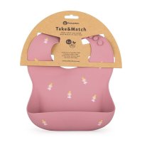 Baveta moale PetiteMars TakeMatch cu buzunar colector, model printese roz - 2