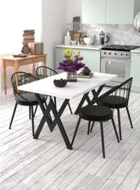 Set Masa Bucatarie cu 4 Scaune ,  Alb,120x80x75 cm, 30409SET - 1