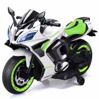 Motocicleta electrica copii Kinderauto R9, putere 150W, 24V, roti moi, scaun tapitat, verde - 1