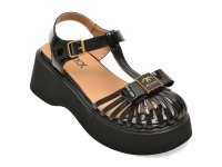 Sandale GRYXX 2583 negre din piele ecologica lacuita pentru confort si stil - 1