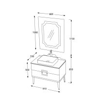 Set mobilier baie Pierre Cardin Mercury 3 piese 90 cm alb-auriu - 4