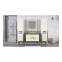 Set mobilier baie Pierre Cardin Mercury 3 piese 90 cm alb-auriu - 2