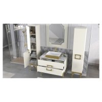 Set mobilier baie Pierre Cardin Mercury 3 piese 90 cm alb-auriu - 3