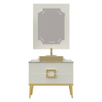 Set mobilier baie Pierre Cardin Mercury 3 piese 90 cm alb-auriu - 1