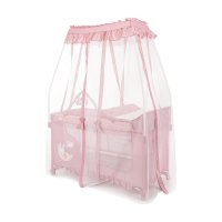 Patut pliabil Lorelli Magic Sleep Pink cu masa de infasat si accesorii esentiale - 1