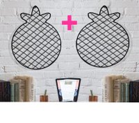 set 2 bucati Panou foto metalic , Ananas Homs, 47 x 36 cm, negru - 1
