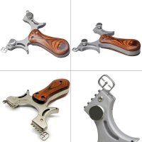 Set prastie cu lase, Sling Queen, metalic, 11.5 cm, cu boloboc, maner lemn, maro si 300 bile - 8