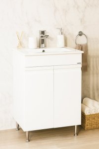 Set Baza front MDF si Lavoar seria 086, montat, 50 cm, alb - 1