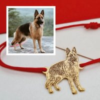 Bratara personalizata cu poza - Argint 925 placat cu Aur Galben 18K - Snur reglabil in diverse culori - 1