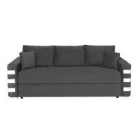 Canapea LIMA extensibila, 3 locuri, cu arcuri si lada depozitare, gri inchis + ornamente alb, 230x110x80 cm - 1